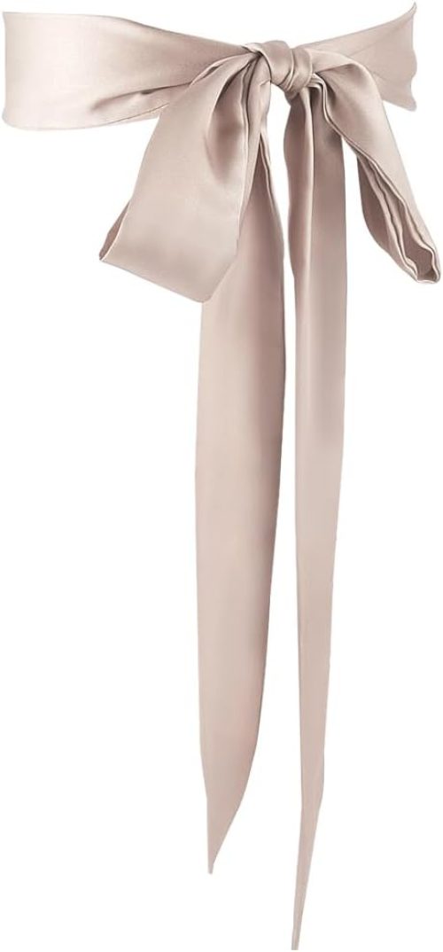 CRASPIRE 75x2in Sash Stain Waist Belts for Dress Long Thin Chiffon Silk Tie Bow Belt Brown Scarf Scarves Skinny Neck Tie Ribbon Neckerchief for Formal Bridal Wedding Women Girls Gown Party Clothes