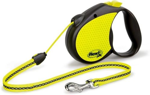 FLEXI Neon Retractable Dog Leash (Cord) 16 ft, Medium, Black/Neon (PN2.266.S NEO.15)