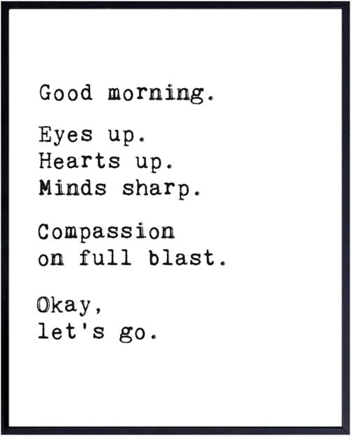 Good Morning Merch Poster – Motivational Wall Art – Positive Inspirational Quotes Bathroom Wall Decor – Uplifting Encouragement Gifts for Women, Men