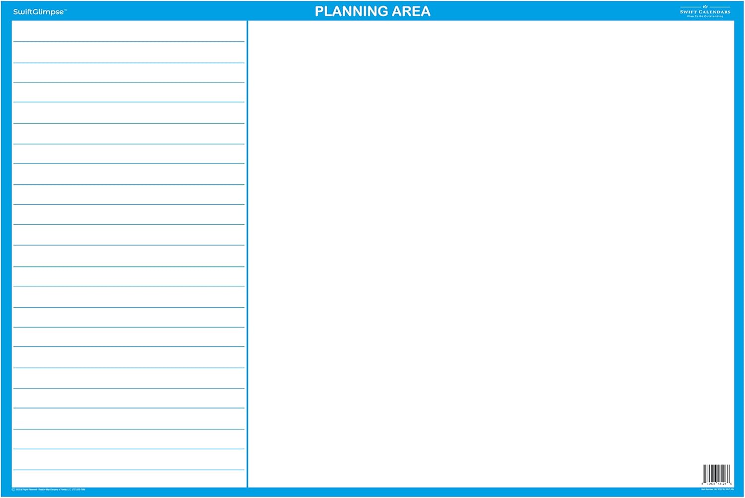 24" x 36" SwiftGlimpse 2024 Wall Calendar Erasable Large Wet & Dry Erase Laminated 12 Month Annual Yearly Wall Planner, Horizontal, Blue - Image 2