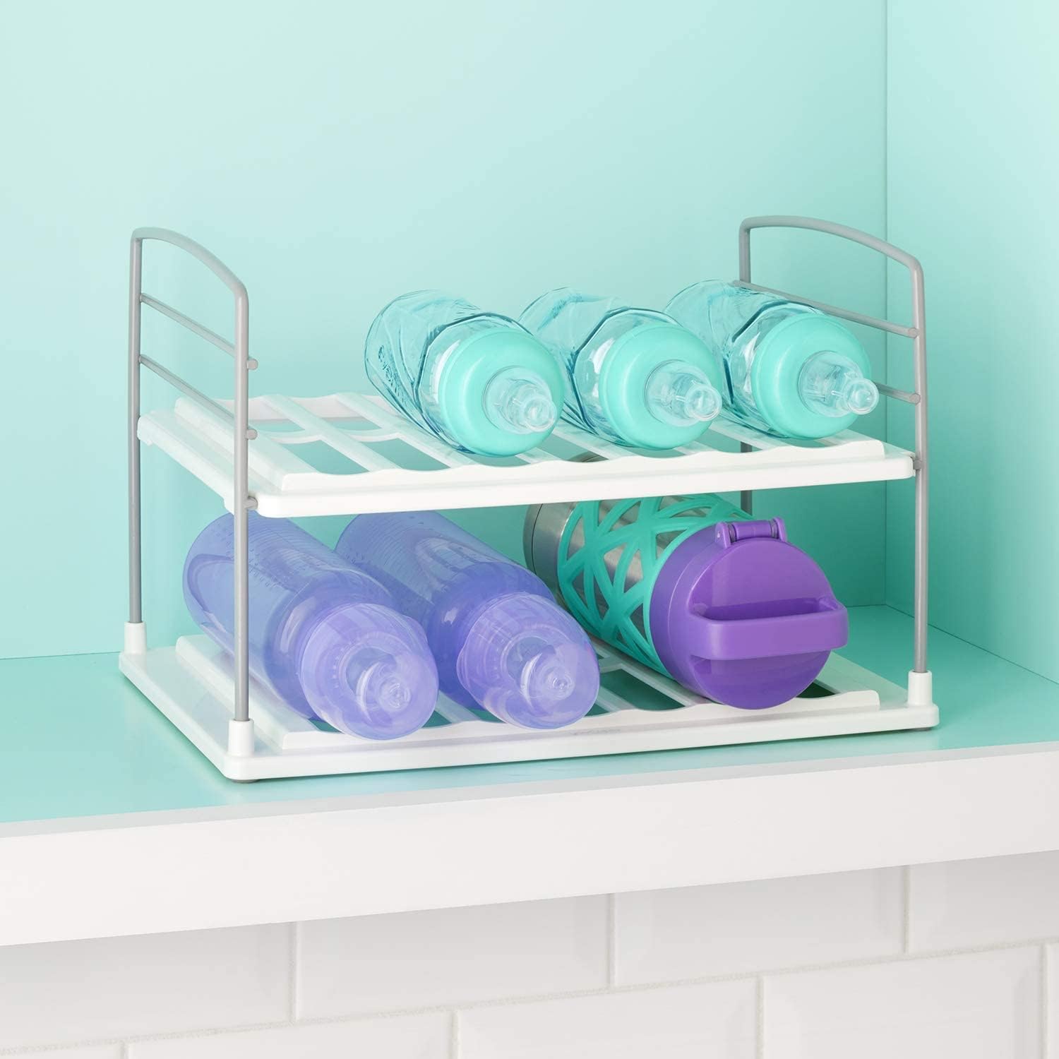 YouCopia UpSpace Water Bottle and Travel Mug Cabinet Organizer, Adjustable Storage Rack for Kitchen Organization, 2 Shelf Classic Edition - Image 7