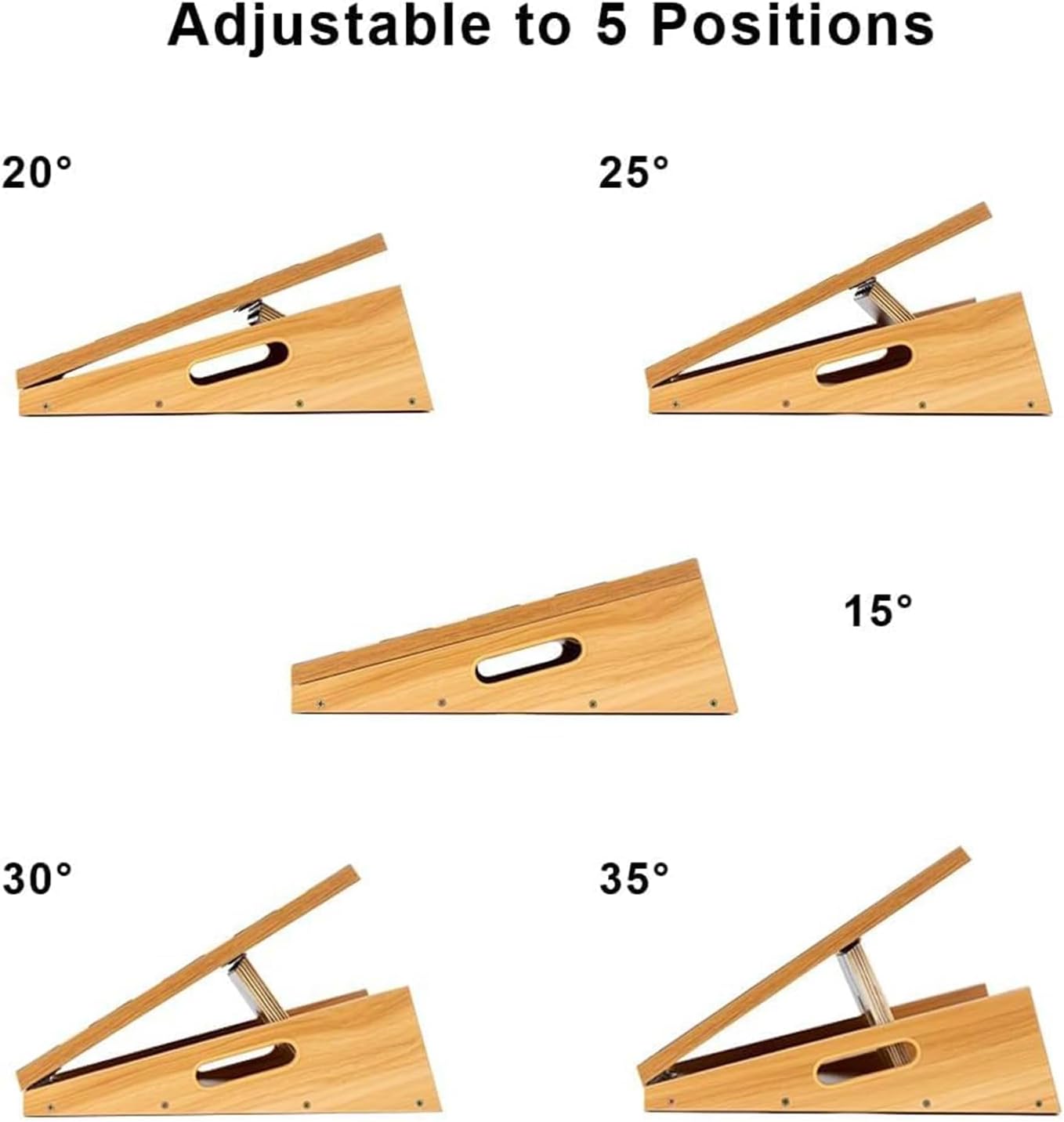 StrongTek Professional Wooden Slant Board, Adjustable Incline Board, and Calf Stretcher, Stretch Board - Extra Side-Handle Design for Portability, Full-Coverage - Image 4