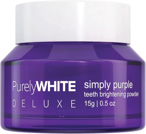 PurelyWHITE DELUXE, Simply Purple Brightening Powder – Conceals Stains, No Sensitivity – Enamel-Safe Toothpaste Whitening Powder for Coffee, Tea, Food, Wine, and Tobacco Stains.