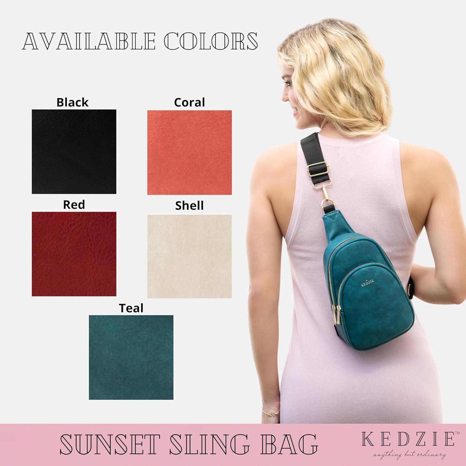 KEDZIE Sunset Sling Bag in Soft Vegan Leather Crossbody Bag Cell Phone Purse Fanny Bag Packs for Women - Image 4