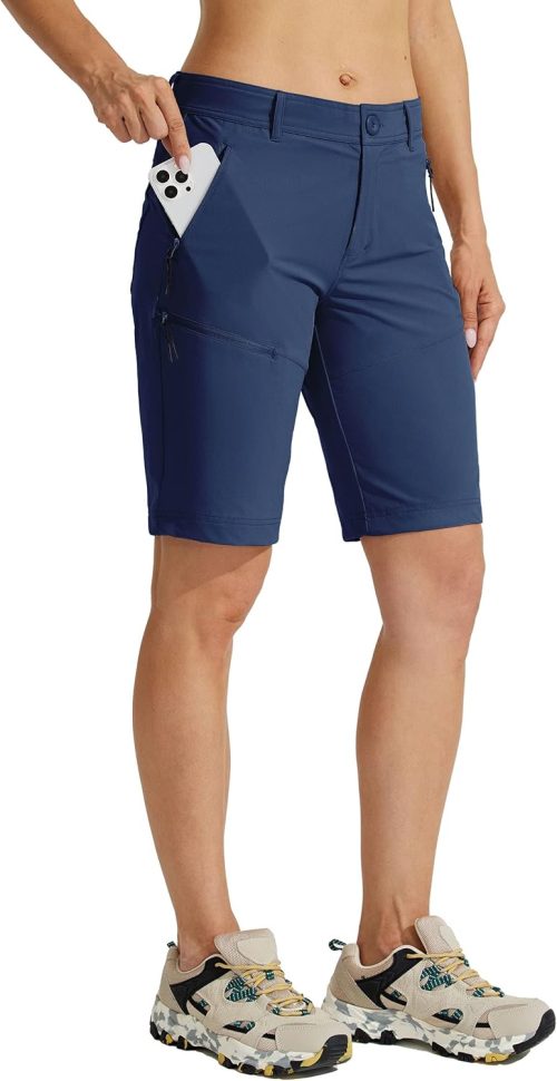 Willit Women’s 10″ Hiking Golf Long Shorts Quick Dry Athletic Outdoor Summer Shorts with Pockets