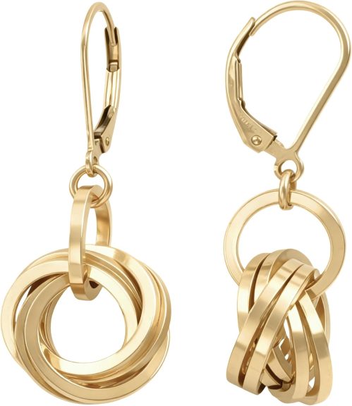 Elegant 14K Yellow Gold-Filled Love Knot Earrings | Stylish Leverback Circle Dangle Earrings for Women | Everyday Minimalist Jewelry Gift Idea for Her