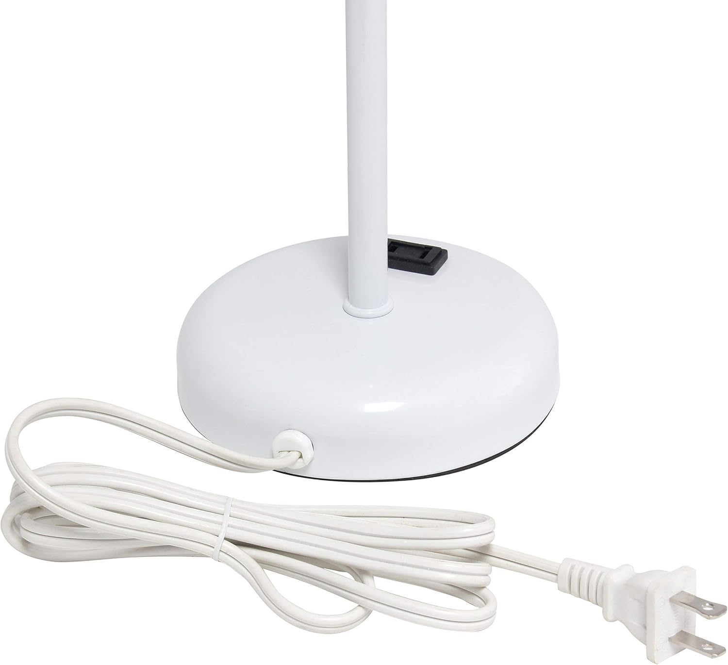 Simple Designs LT2024-POW White Stick Table Desk Lamp with Charging Outlet and Drum Fabric Shade, Light Pink - Image 6