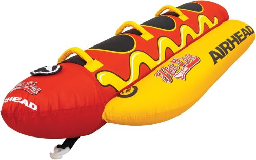 Airhead Hot Dog Towable | Multiple Models, Tube for Boating and Water Sports, Neoprene Seat Pads, Double-Stitched Full Nylon Cover, and Boston Valve for Convenient Inflating & Deflating