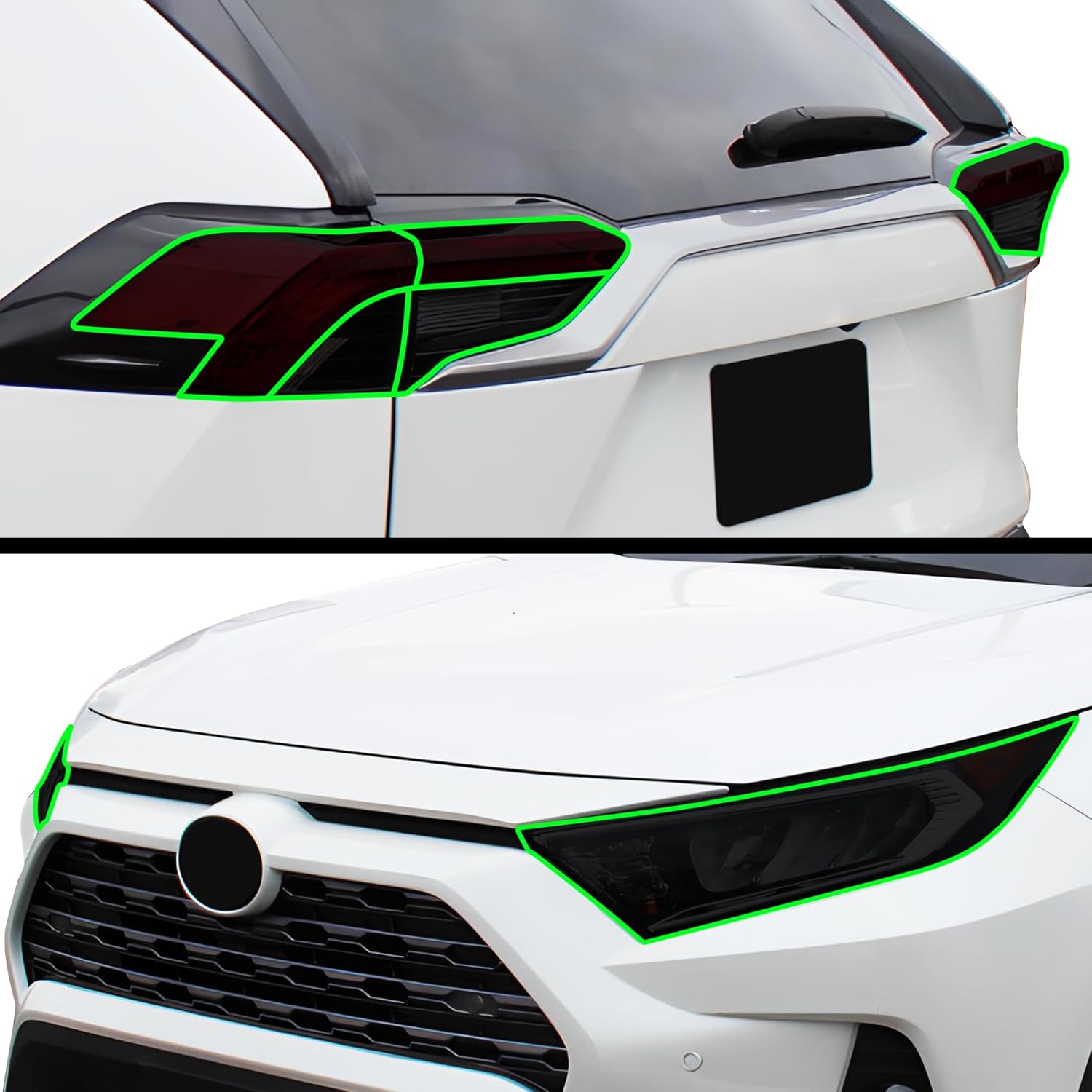 BOGAR TECH DESIGNS Full Headlight Taillight Tint Film Kit Compatible with Toyota Rav4 2019-2025, Dark Smoke