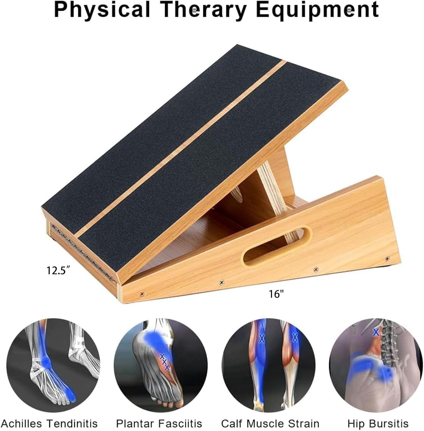 StrongTek Professional Wooden Slant Board, Adjustable Incline Board, and Calf Stretcher, Stretch Board - Extra Side-Handle Design for Portability, Full-Coverage - Image 3