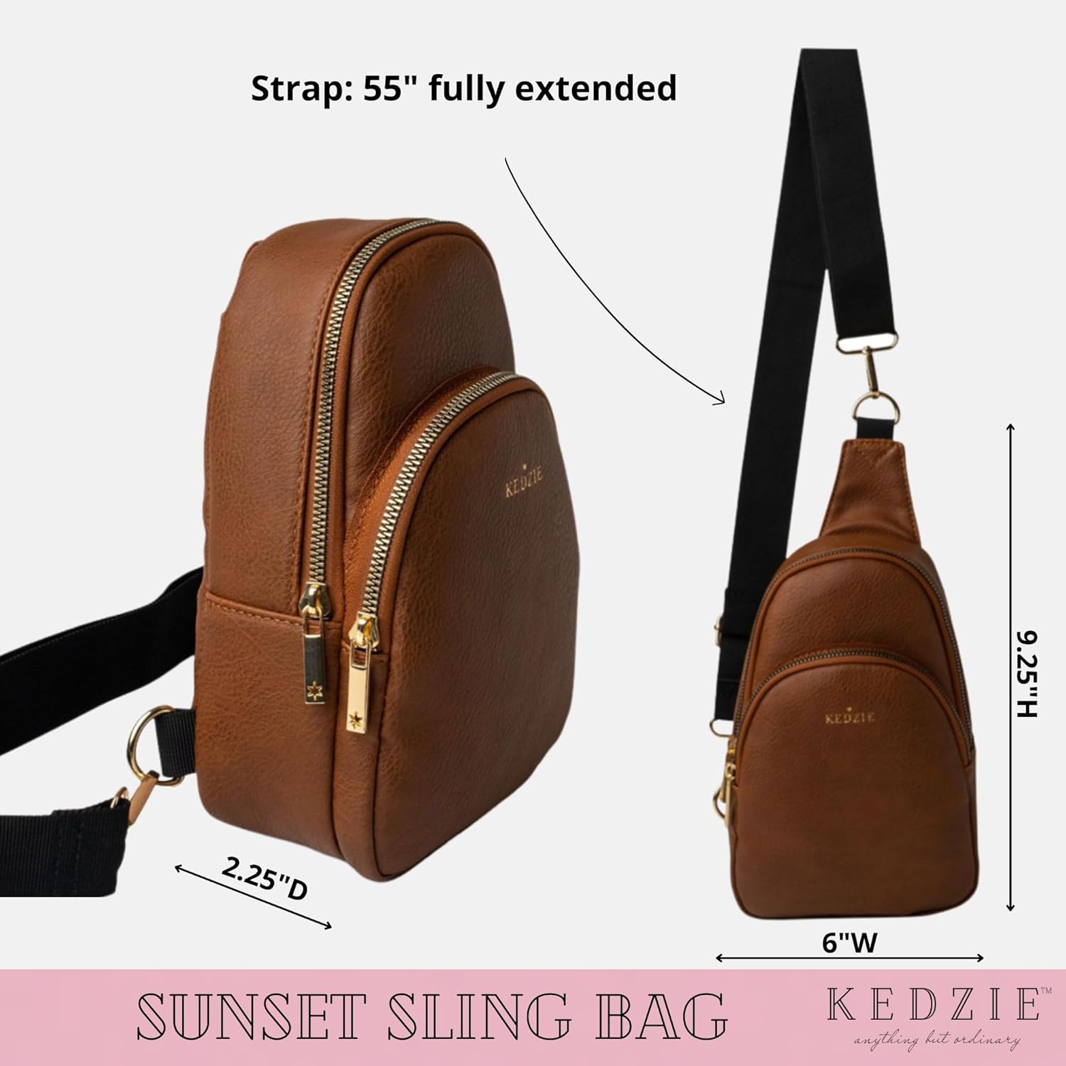 KEDZIE Sunset Sling Bag in Soft Vegan Leather Crossbody Bag Cell Phone Purse Fanny Bag Packs for Women - Image 3