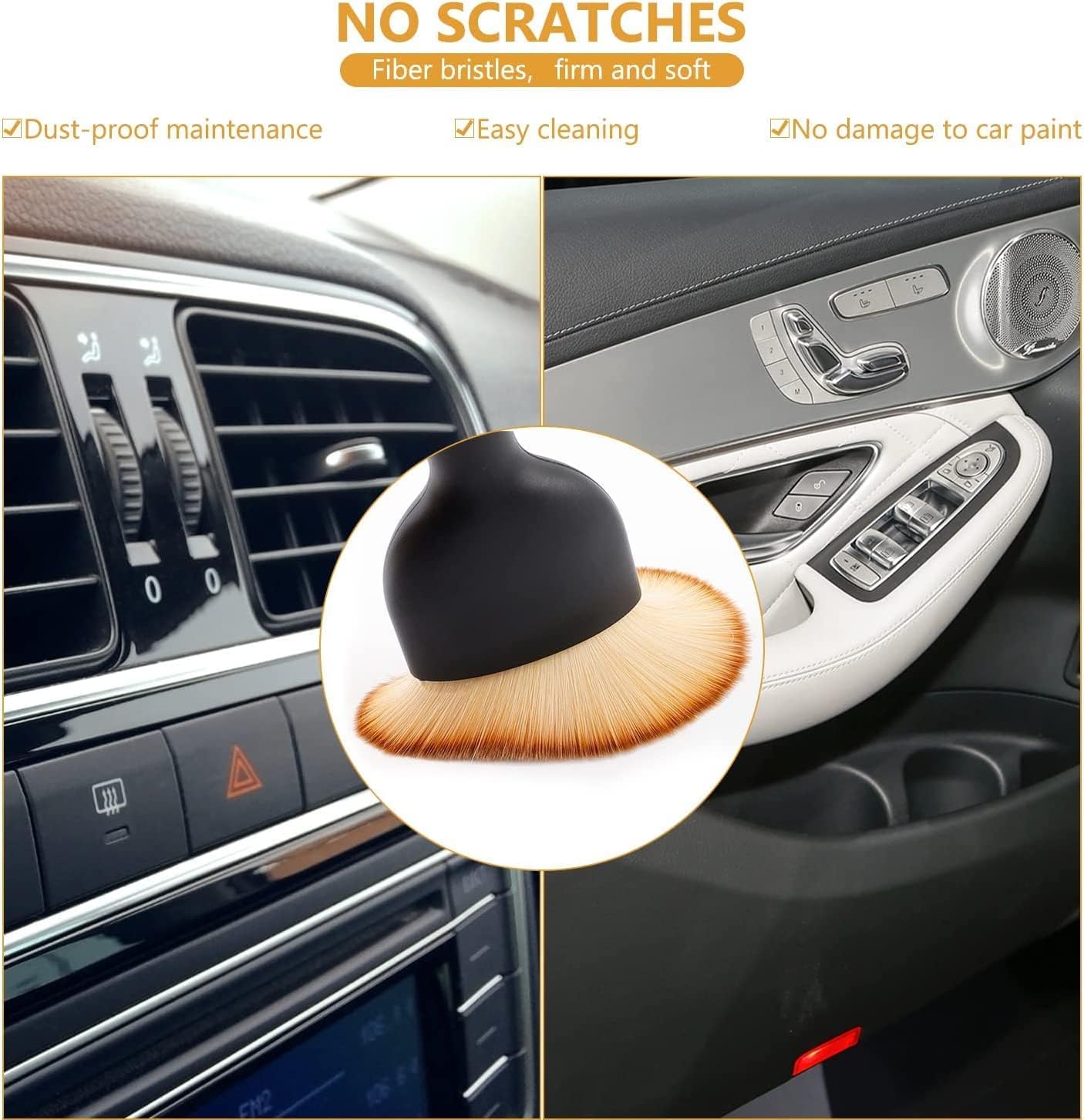 2PCS Car Interior Dust Sweeping Soft Brush, Automotive Interior Dusting Brush, Car Detailing Interior Cleaning Brush Ideal for Interior, Exterior, Dashboard, Air Vents, Soft Bristles - Image 6