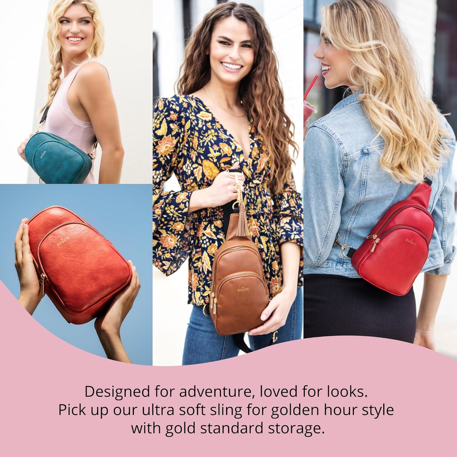 KEDZIE Sunset Sling Bag in Soft Vegan Leather Crossbody Bag Cell Phone Purse Fanny Bag Packs for Women - Image 6