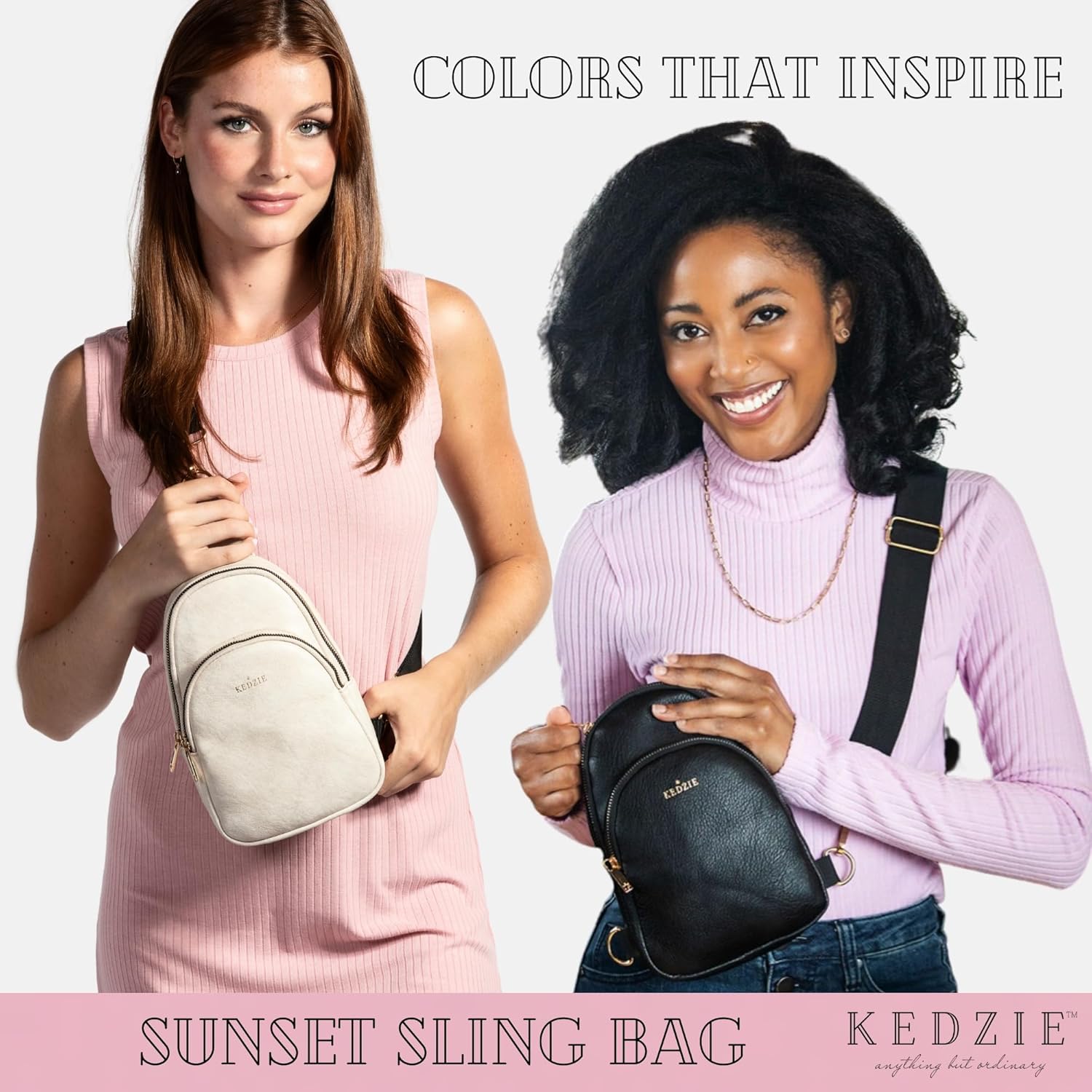 KEDZIE Sunset Sling Bag in Soft Vegan Leather Crossbody Bag Cell Phone Purse Fanny Bag Packs for Women - Image 5
